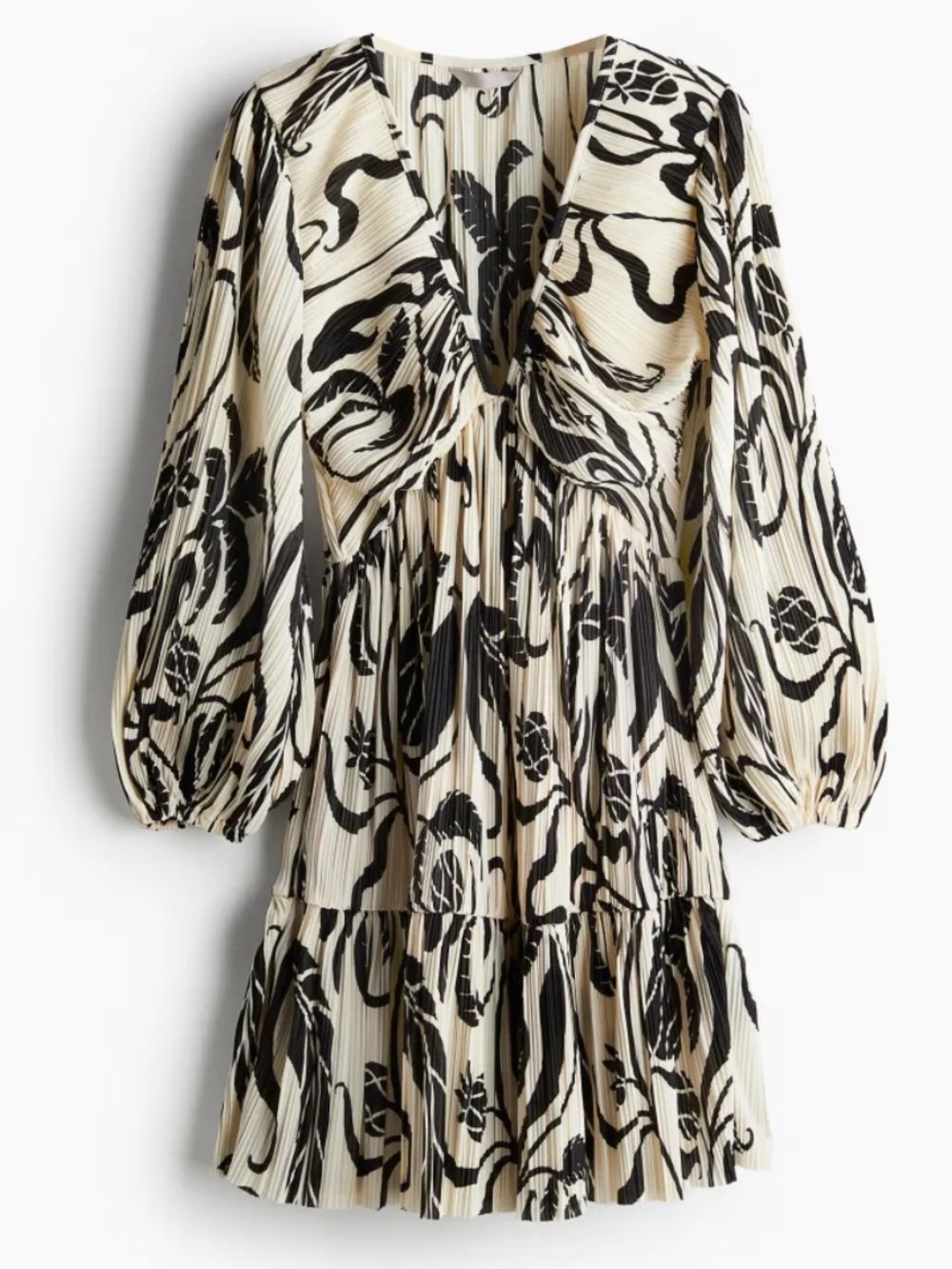 H&M Black and White Abstract Floral Mini Dress